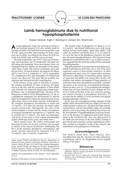 كتاب Lamb hemoglobinuria due to nutritional hypophosphatemia