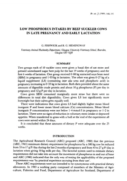 كتاب Low phosphorus intakes by beef suckler cows in late pregnancy and early lactation pdf