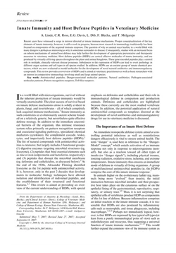 كتاب Innate Immunity and Host Defense Peptides in Veterinary Medicine pdf