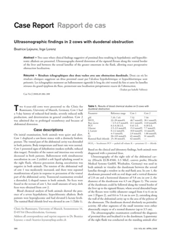 كتاب Ultrasonographic findings in 2 cows with duodenal obstruction