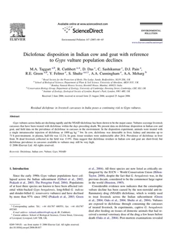 كتاب Diclofenac disposition in Indian cow and goat with reference to Gyps vulture population declines