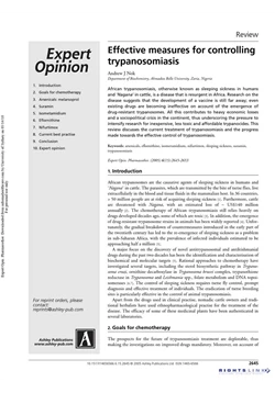 كتاب Effective measures for controlling trypanosomiasis