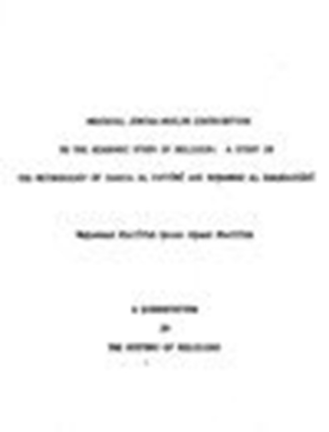 Medieval Jewish Muslim Contribution to the Academic Study of Religion A Study in the Methodology of Saadia Al Fayyuni and Muhammad Al Shahrastani.pdf