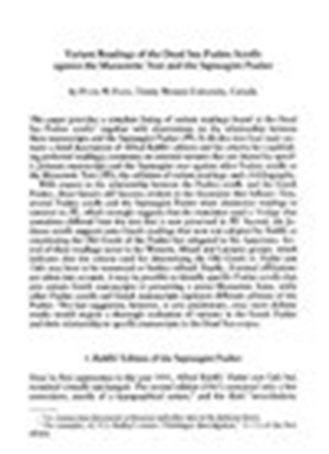 Variant Readings of the Dead Sea Psalms Scrolls against the Massoretic Text and the Septuagint Psalter.pdf