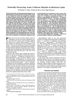 كتاب Naturally Occurring Acute Coliform Mastitis in Holstein Cattle