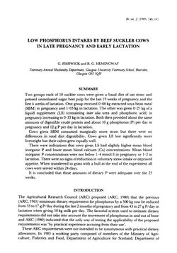 كتاب Low phosphorus intakes by beef suckler cows in late pregnancy and early lactation