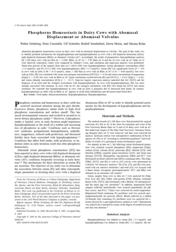 كتاب Phosphorus Homeostasis in Dairy Cows with Abomasal Displacement or Abomasal Volvulus