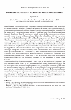 Parturient Paresis and Its Relationship with Hypophosphatemias Protein Production and Reduces Prices
