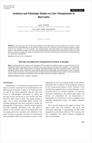 Incidence and Pathologic Studies on Liver Telangiectasis in Beef Cattle