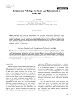 كتاب Incidence and Pathologic Studies on Liver Telangiectasis in Beef Cattle