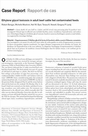 Ethylene glycol toxicosis in adult beef cattle fed contaminated feeds