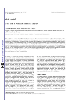 كتاب Folic acid in ruminant nutrition a review pdf