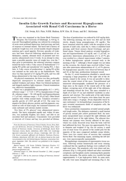 كتاب Insulin Like Growth Factors and Recurrent Hypoglycemia Associated with Renal Cell Carcinoma in a Horse p 613 616
