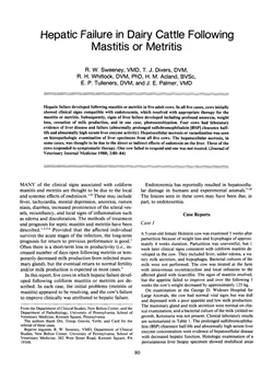 كتاب Hepatic Failure in Dairy Cattle Following Mastitis or Metritis