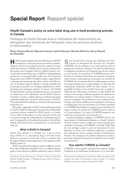كتاب Health Canadas policy on extra label drug use in food producing animals in Canada