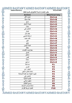 كتاب اختصارات لوحة المفاتيح في إكسيل 2003