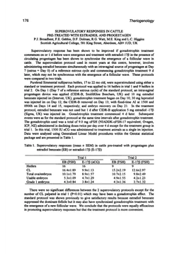 كتاب Superovulatory responses in cattle pre treated with estradiol and progestagen