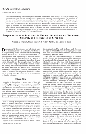 Streptococcus equi Infections in Horses
