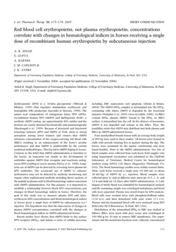 كتاب Red blood cell erythropoietin not plasma erythropoietin concentrations correlate with changes in hematological indices in horses