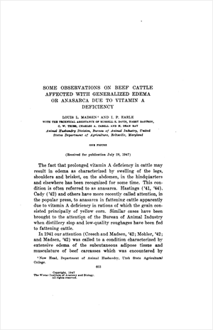 SOME OBSERVATIONS ON BEEF CATTLE AFFECTED WITH GENERALIZED EDEMA