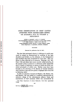 كتاب SOME OBSERVATIONS ON BEEF CATTLE AFFECTED WITH GENERALIZED EDEMA pdf