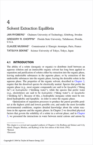Solvent Extraction Equilibria ch4