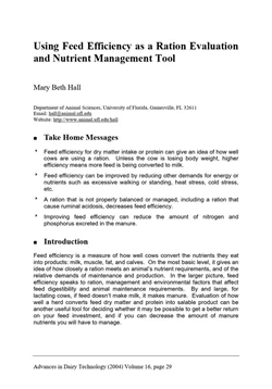 كتاب Using Feed Efficiency as a Ration Evaluation and Nutrient Management Tool