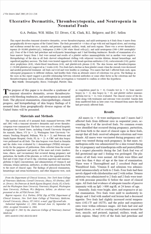 Ulcerative Dermatitis Thrombocytopenia and Neutropenia in Neonatal Foals p 211 216