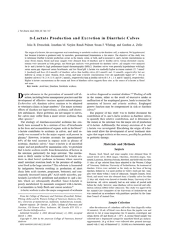 كتاب D Lactate Production and Excretion in Diarrheic Calves