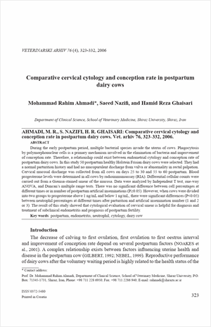 Comparative cervical cytology and conception rate in postpartum dairy cows