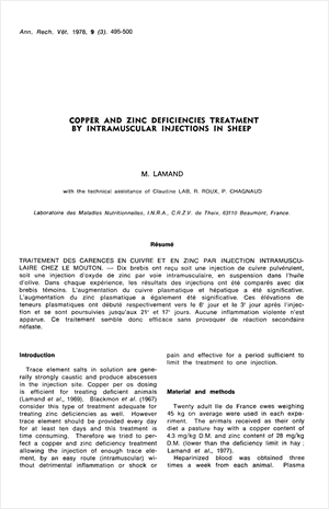 COPPER AND ZINC DEFICIENCIES TREATMENT