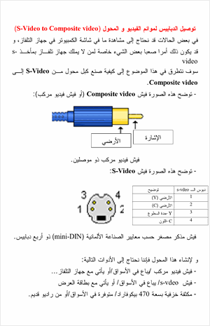 توصيل الدبابيس لموائم الفيديو و المحول S Video to Composite video