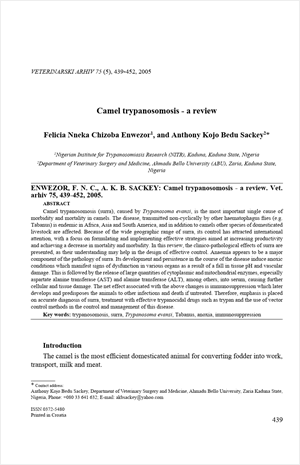 Camel trypanosomosis a review