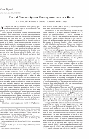 Central Nervous System Hemangiosarcoma in a Horse p 914 916