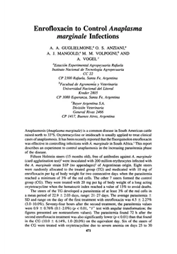 كتاب Enrofloxacin to Control Anaplasma marginale Infections