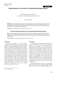 كتاب Enterotoxemia in a Cow due to Clostridium perfringens Type A