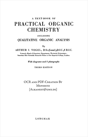 الكيمياء العضوية العملية سلسلة كتب فوغل VOGEL Practical Organic Chemistry Longmans