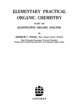 كتاب التحليل الكمي العضوي سلسلة كتب فوغل vogel elementary quantitative organic analysis pdf