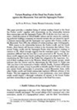 كتاب Variant Readings of the Dead Sea Psalms Scrolls against the Massoretic Text and the Septuagint Psalter pdf