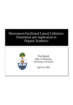 كتاب Heteroatom Facilitated Lateral Lithiation